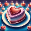 Beautiful Decorated strawberry Cake with muffin Candle Generative AI