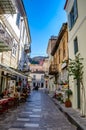Beautiful decorated streets of Nafplion with traditional architectural buildings. Nafplion is undoubtedly one of the most idyllic