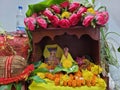 a beautiful temple inside a pooja room in an Indian household Royalty Free Stock Photo