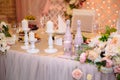 Beautiful decorated wedding restaurant for marriage. Colorful decoration for celebration. Beauty bridal interior Royalty Free Stock Photo