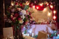 Beautiful decorated wedding restaurant for marriage. Colorful decoration for celebration. Beauty bridal interior Royalty Free Stock Photo