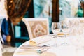 Beautiful Decorated Wedding Restaurant Table Setting Before Party Royalty Free Stock Photo