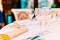 Beautiful Decorated Wedding Restaurant Table Setting Before Party Royalty Free Stock Photo