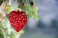 Beautiful decoration in the shape of red brilliant heart Royalty Free Stock Photo