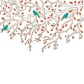 Beautiful decoration: three birds are sitting on a branch Royalty Free Stock Photo