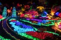 Beautiful decorations with colorful lights on Christmas day in the Butchart Gardens