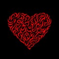 Beautiful decorative abstract red heart on black background. Saint valentine day pattern. Royalty Free Stock Photo