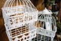 Beautiful decorative birdcages close-up