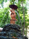 Beautiful decorative bronze fountain in the garden