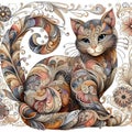 beautiful decorative cat abstract flo