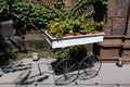 Beautiful Decorative Wagon Filled with Flower Pots and Plants