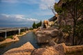 Beautiful decorative waterfall with stones. Park Selale, Eskisehir, Turkey