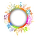 Round frame for text with colored flowers and grass. Place for your text. Vector illustration Royalty Free Stock Photo