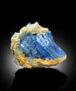 beautiful deep blue celestine with calcite specimen from afghanistan