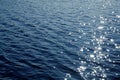 Beautiful deep blue lake water surface sun glare background texture