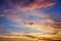 Beautiful Deep Colorful Sky With Clouds On Sunset.