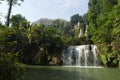 Beautiful Deep Forest Waterfall and River Stream.