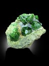 Beautiful deep green color demantoid garnet on matrix specimen from iran