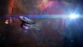 Voyager spacecraft in front of a nebula in deep space 3d illustration, elements of this image are furnished by NASA