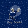 Beautiful deer christmas night silhouette reindeer vintage
