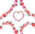 Beautiful delicate ring like heart of ripe juicy red strawberries