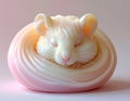 A beautiful and delicate sculpture of a tiny, sleeping mouse or hamster. The smooth, carved stone in soft pastel colors Royalty Free Stock Photo