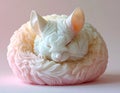 A beautiful and delicate sculpture of a tiny, sleeping mouse or hamster. The smooth, carved stone in soft pastel colors Royalty Free Stock Photo