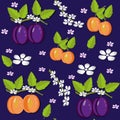 Beautiful delicate seamless pattern with juicy plums