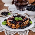 Beautiful delicious pancakes with blackberry Royalty Free Stock Photo