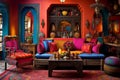 Beautiful Den in Royal Indian Style. Generative AI