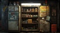 Beautiful Depiction Of Rural Life: Old Fridge With Books And Bottles Royalty Free Stock Photo