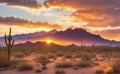 Sunset view of the desert and mountains near Phoenix, Arizona, USA Royalty Free Stock Photo