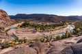 Beautiful Desert oasis landscape Panorama in Oasis De Fint near Ourzazate in Morocco, North Africa