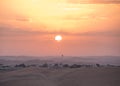 Beautiful desert sunrise over a beduin village.