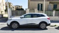 Beautiful design of profile view of ivory color vehicle model Renault Kadjar manufactured by French Renault automotive industry