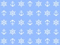 Beautiful design of the sea background with white wheels and anchors