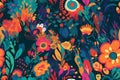 a beautiful design wallpaper of a flowers, tile image, AI Generative