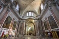 Beautiful detail of ceiling and marble columns of basilica of Sa