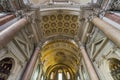 Beautiful detail of ceiling and marble columns of basilica of St