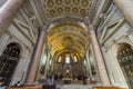 Beautiful detail of ceiling and marble columns of basilica of St