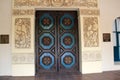 Beautiful detail in handcarved doors, Balboa Park, San Diego, California, 2016