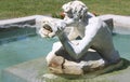 Beautiful detail in marble sculpture, part of Spit and Spat fountain, Congress Park, Saratoga, New York, 2018