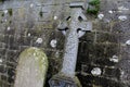 Beautiful detail in old Celtic cross and gravestone Royalty Free Stock Photo