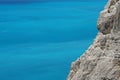 Beautiful detail of a rock with the sea of Porto Katsiki as a background