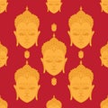 Beautiful detailed Head of Buddha. Vintage decorative elements. Indian, Hindu motifs seamless pattern.