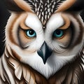 Beautiful owl looking intently at the viewer - ai generated image