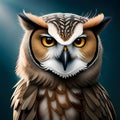 Beautiful owl looking intently at the viewer - ai generated image