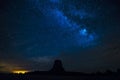 Beautiful devil tower at night with milkyway in the clear sky. wyoming,usa Royalty Free Stock Photo