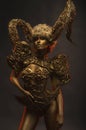 Beautiful devil women with golden ornamental horns