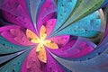 Beautiful diagonal fractal flower or butterfly in stained-glass Royalty Free Stock Photo